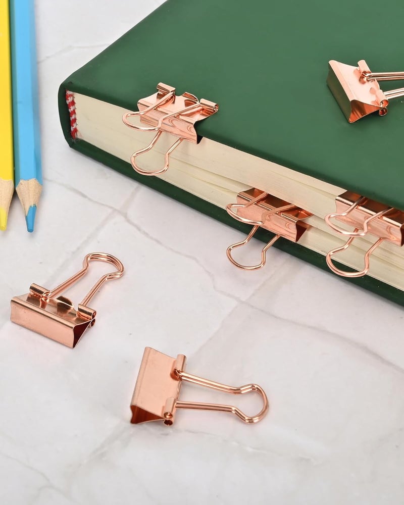 CUARUSUIKA Binder Clips, 50 Pack, 0.75 in Small Paper Clips for Office,（Rose Gold） - Image 5